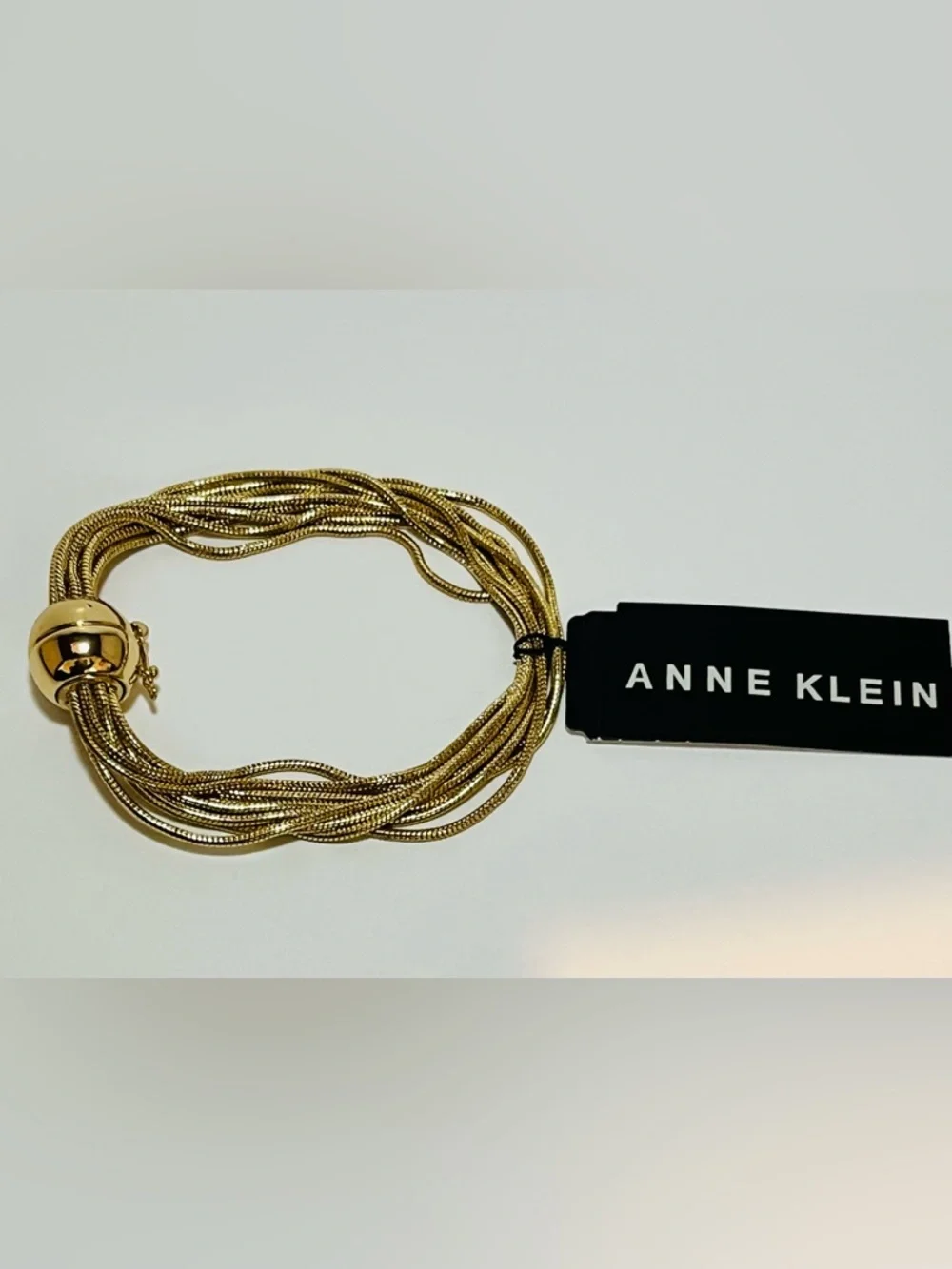 Anne Klein Gold-Tone Multirow Dome Magnetic Closure Statement Bracelet